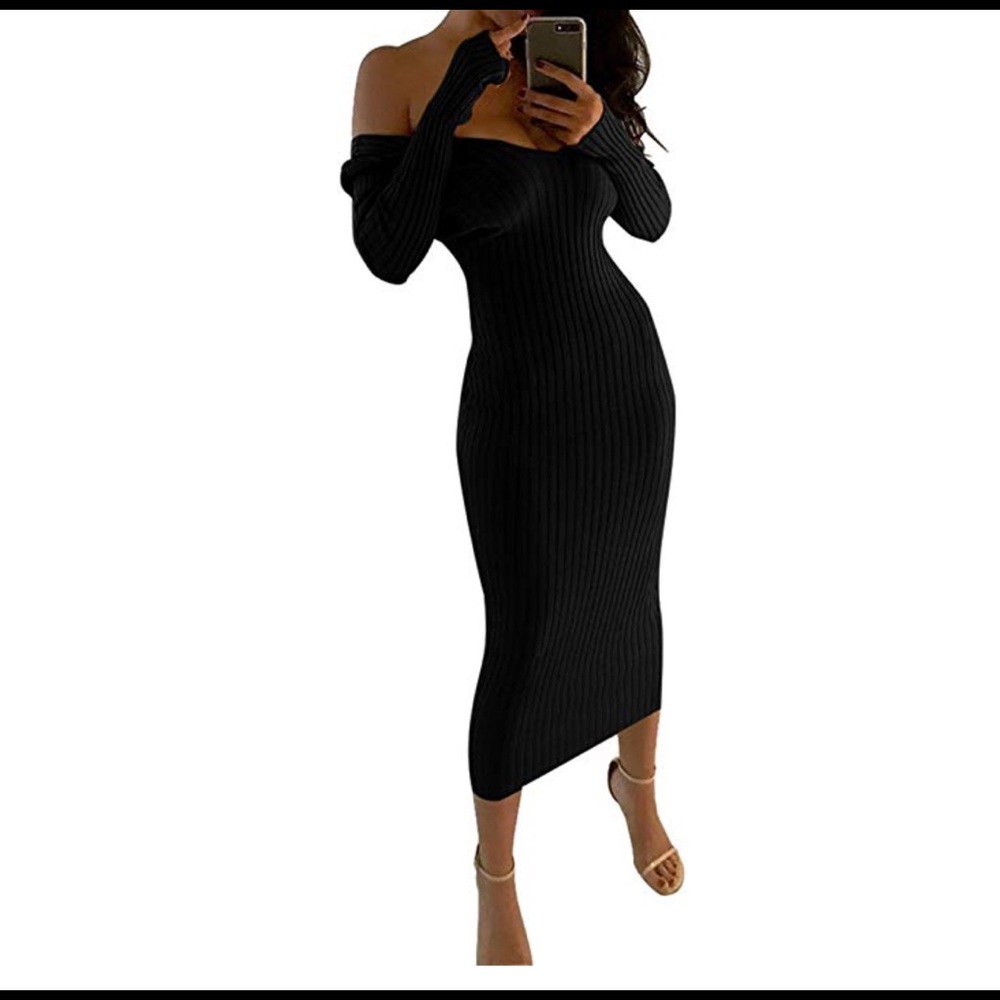 Off the shoulder long sleeve bodycon dress